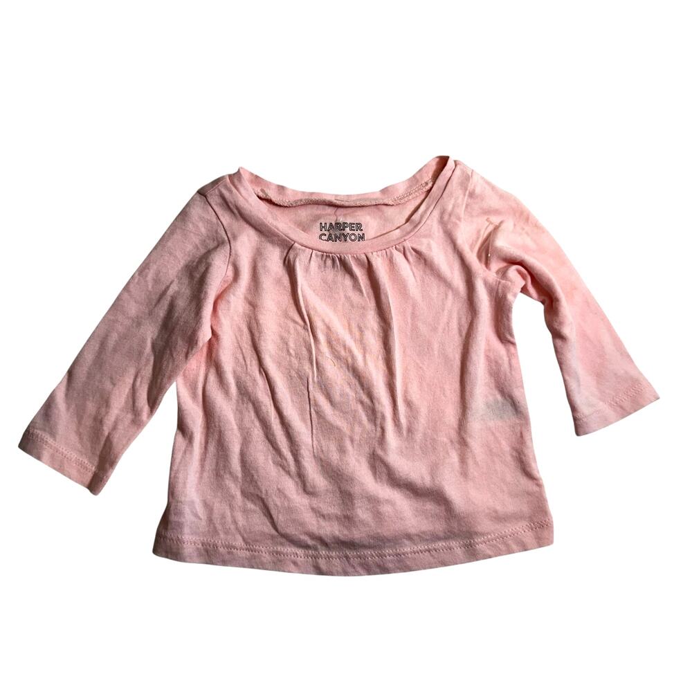 Harper Canyon New Little Girl Long Sleeve T Shirt Pink Size 3 Months 100% Cotton